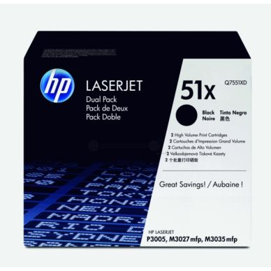 HP Tonerkassett svart *2-pack* 2x 13.000 sidor Q7551XD