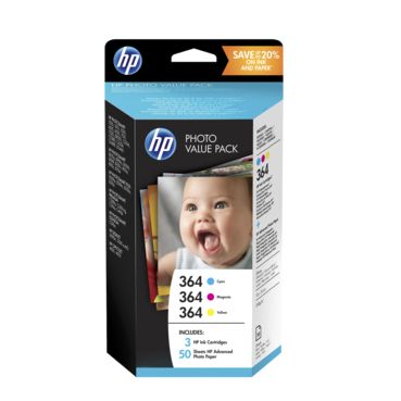 HP Fotopack: Bläckpatron (C/M/Y) + 50 papper 10x15cm T9D88EE